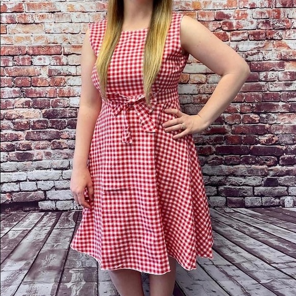 Women’s Red & White Gingham Sleeveless Dress ~ NWT - Picture 2 of 3
